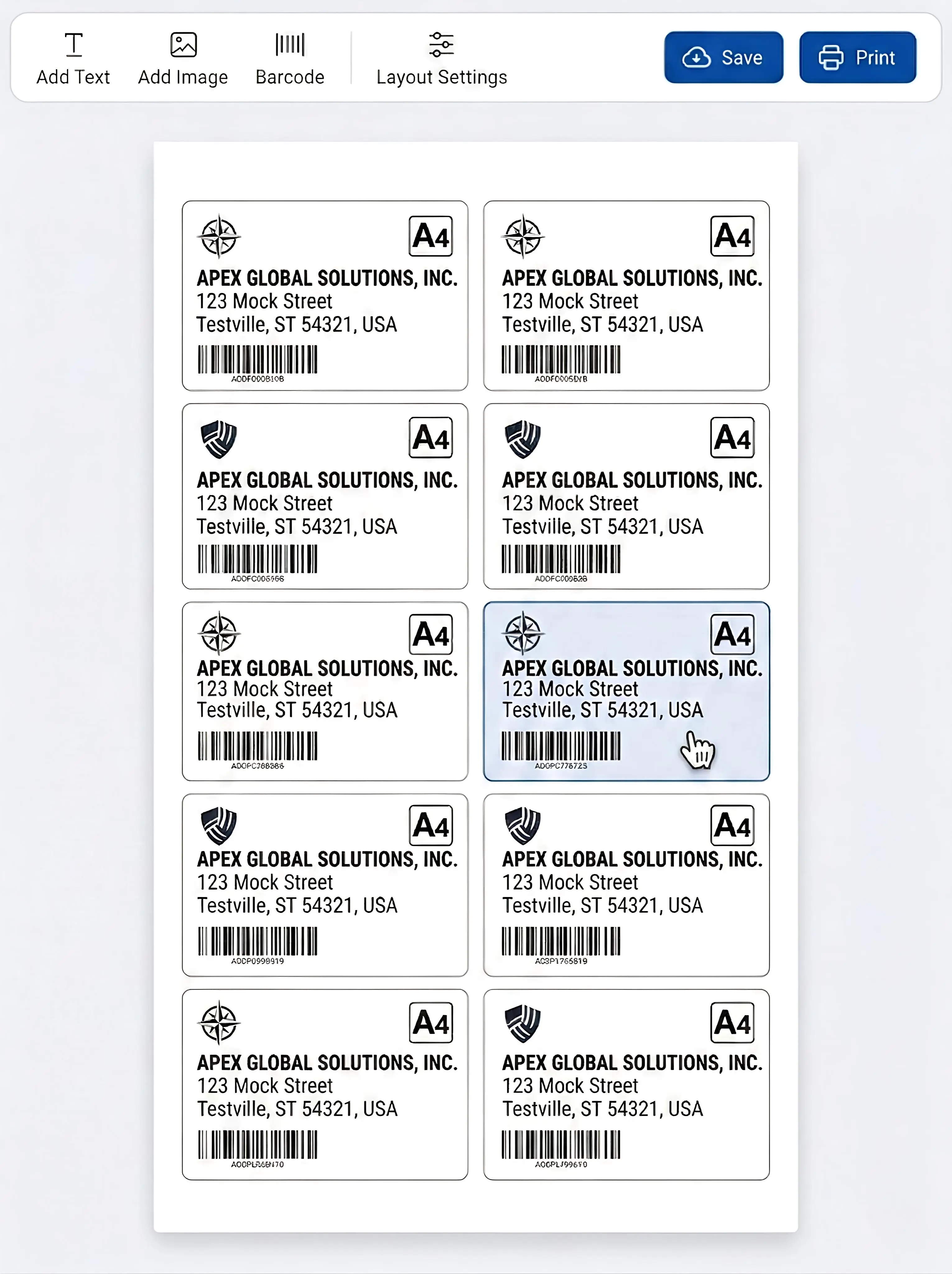 Professional Label Editor Interface